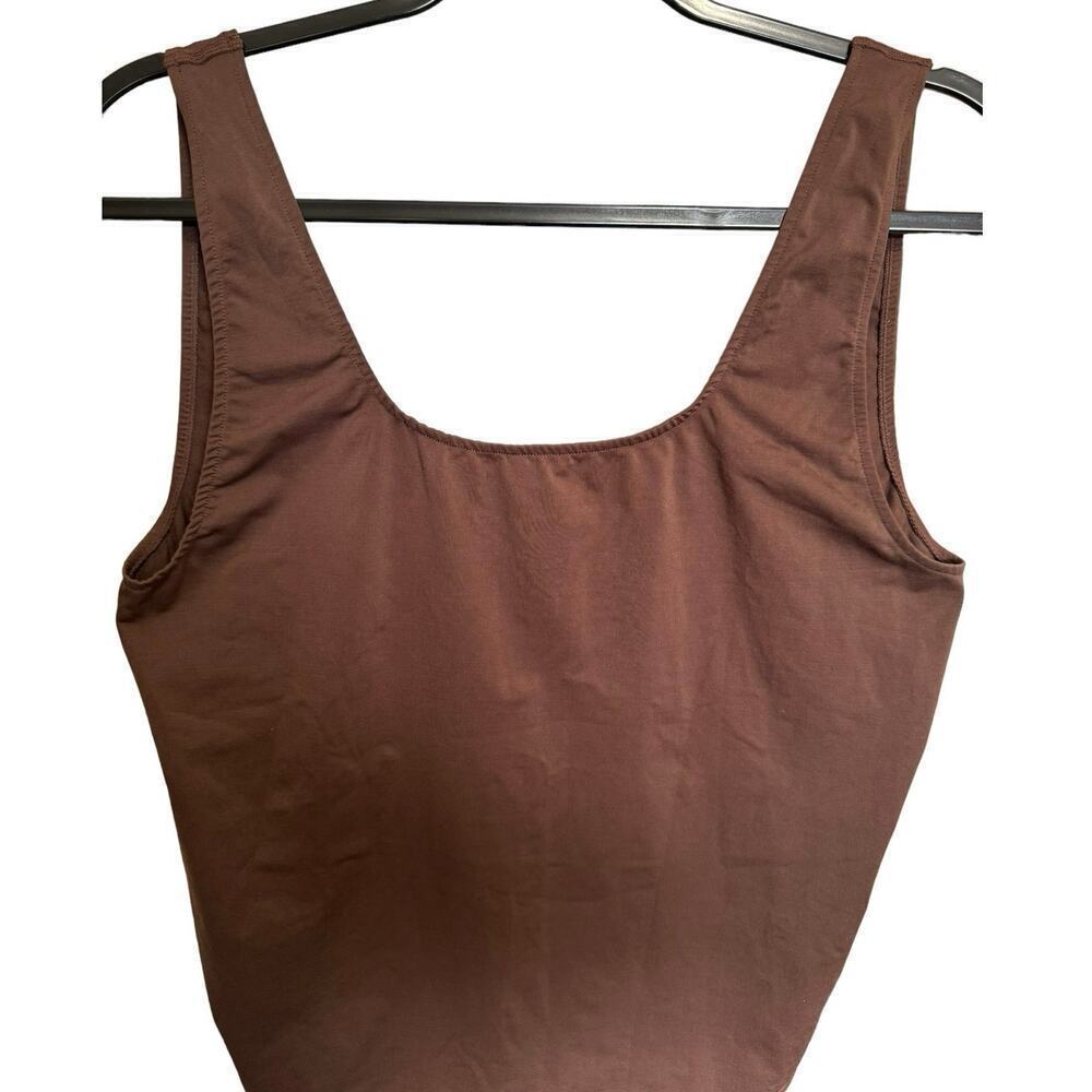 Skims Seamless Thong Bodysuit Soft Smoothing Scoop Neck Open Back Brown Size 4X - Picture 4 of 9